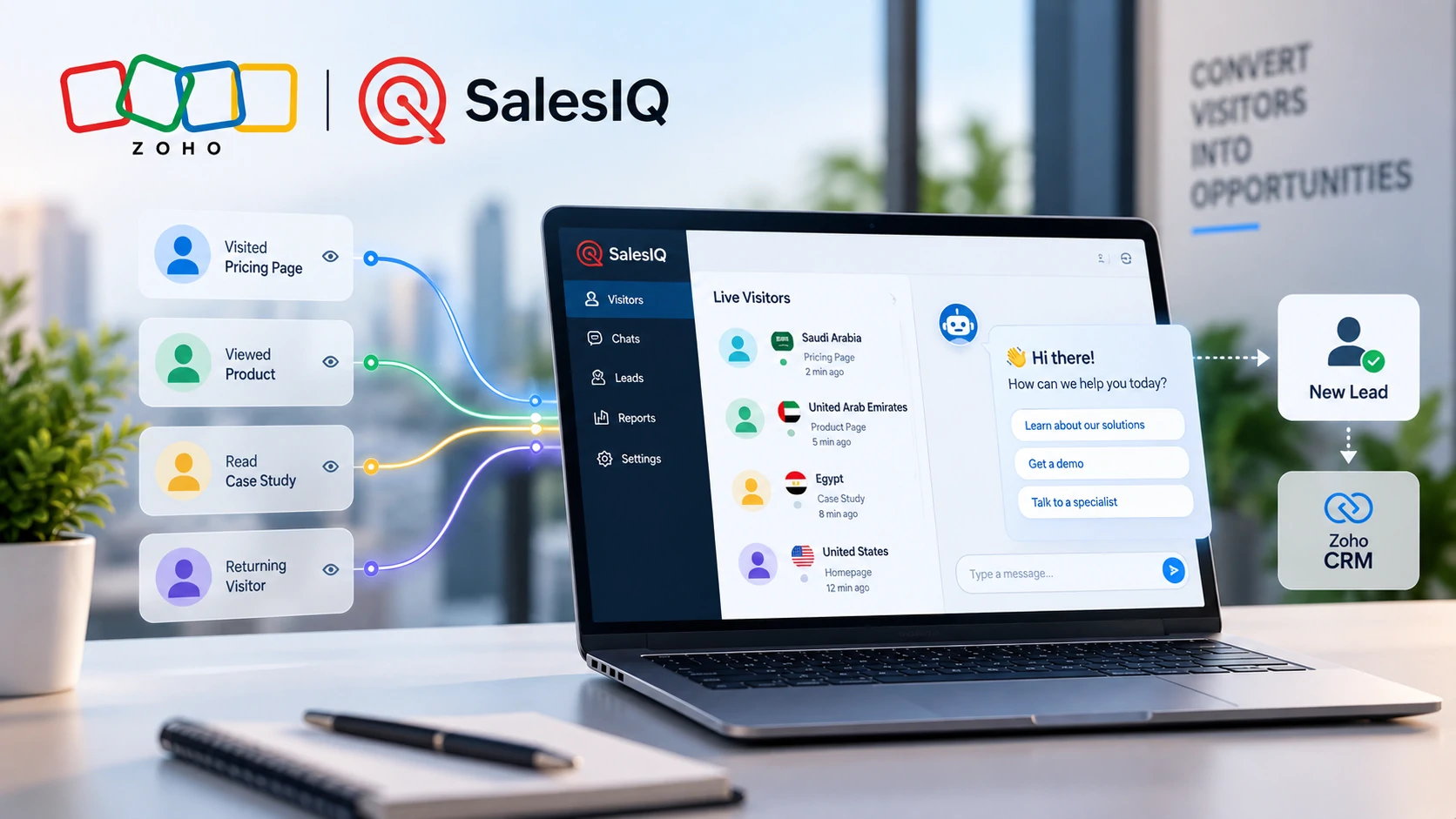 تحويل زوار الموقع إلى عملاء محتملين باستخدام Zoho SalesIQ